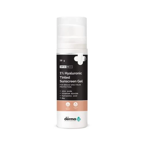 The Derma Co. 1% Hyaluronic Tinted Sunscreen Gel SPF 60 PA++++ 50gm