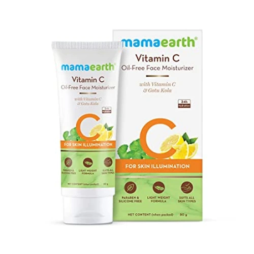 Mamaearth Vitamin C Oil-Free Moisturizer For Face With Vitamin C & Gotu Kola For Skin Illumination - 80 Ml