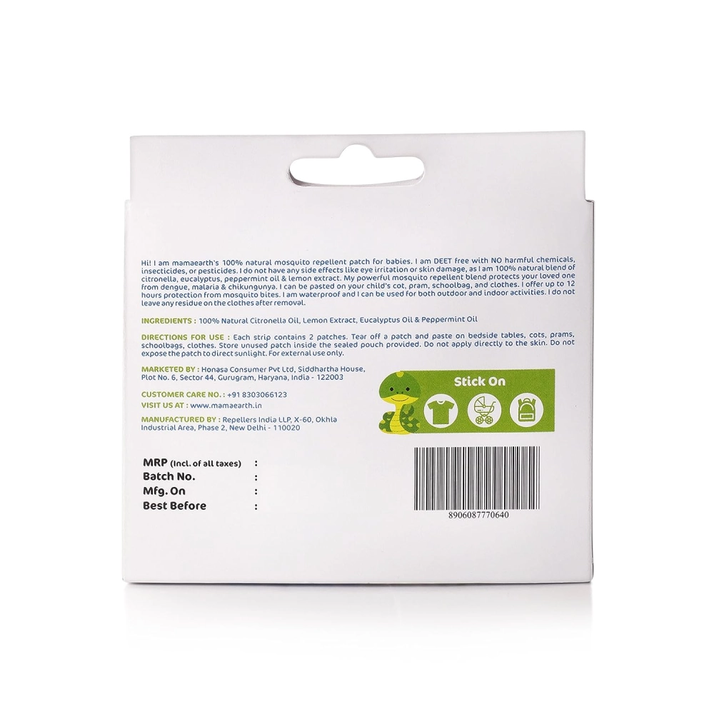 Mamaearth Natural Repellent Mosquito Patches For Babies with 12 Hour Protection, 24 patches