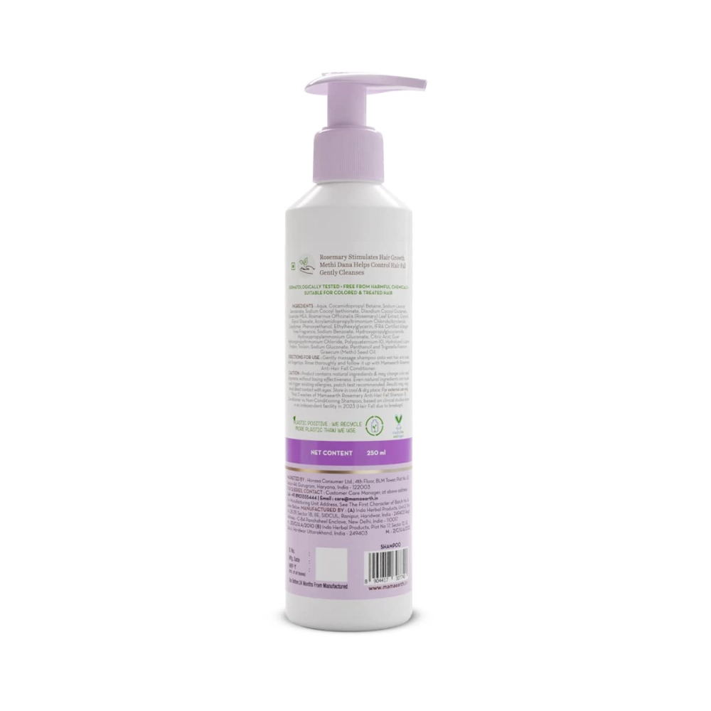 Mamaearth Rosemary Anti Hair Fall Shampoo with Rosemary & Methi Dana for Reducing Hair Loss & Breakage- 250 ml