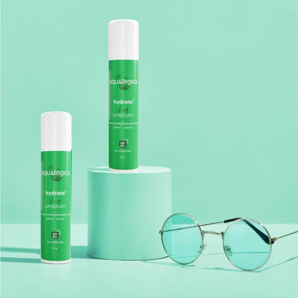 Aqualogica Hydrate+ Dewy Sunscreen SPF 50 PA++++ with Coconut Water & Hyaluronic Acid 50g