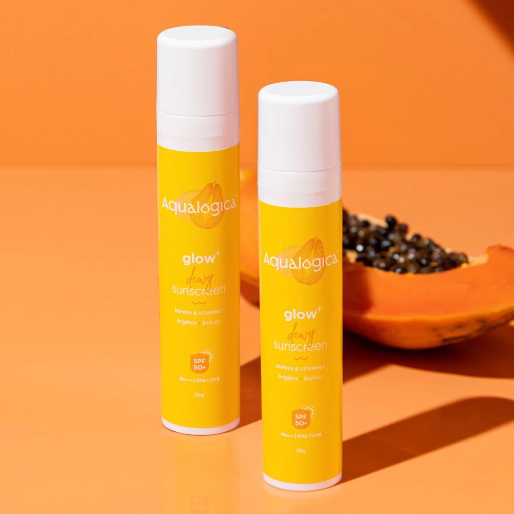 Aqualogica Glow+ Dewy Sunscreen SPF 50 PA++++ with Papaya & Vitamin C 50g