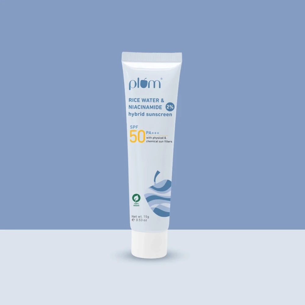 Plum 2% Niacinamide & Rice Water SPF 50 PA+++ Hybrid Sunscreen 50gm