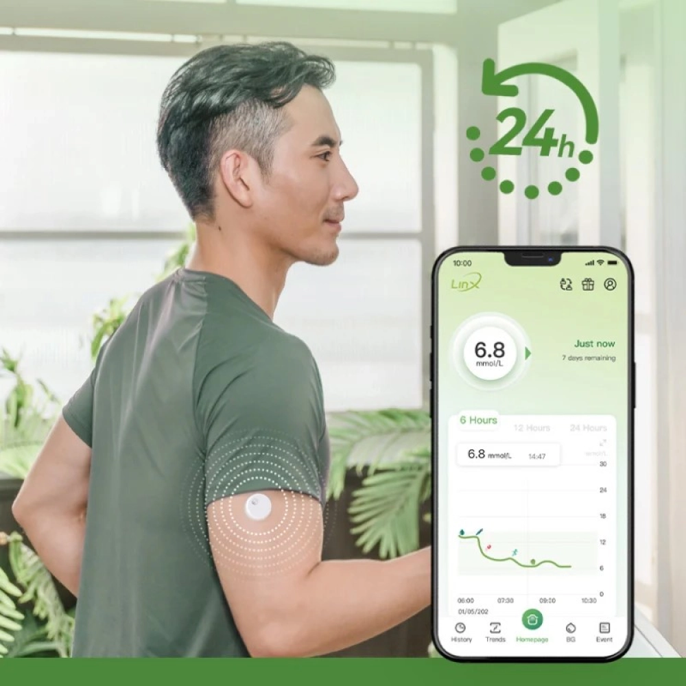 LinX Continuous Glucose Monitoring System Sensor | Automatic Blood Sugar Measurement Every Minute