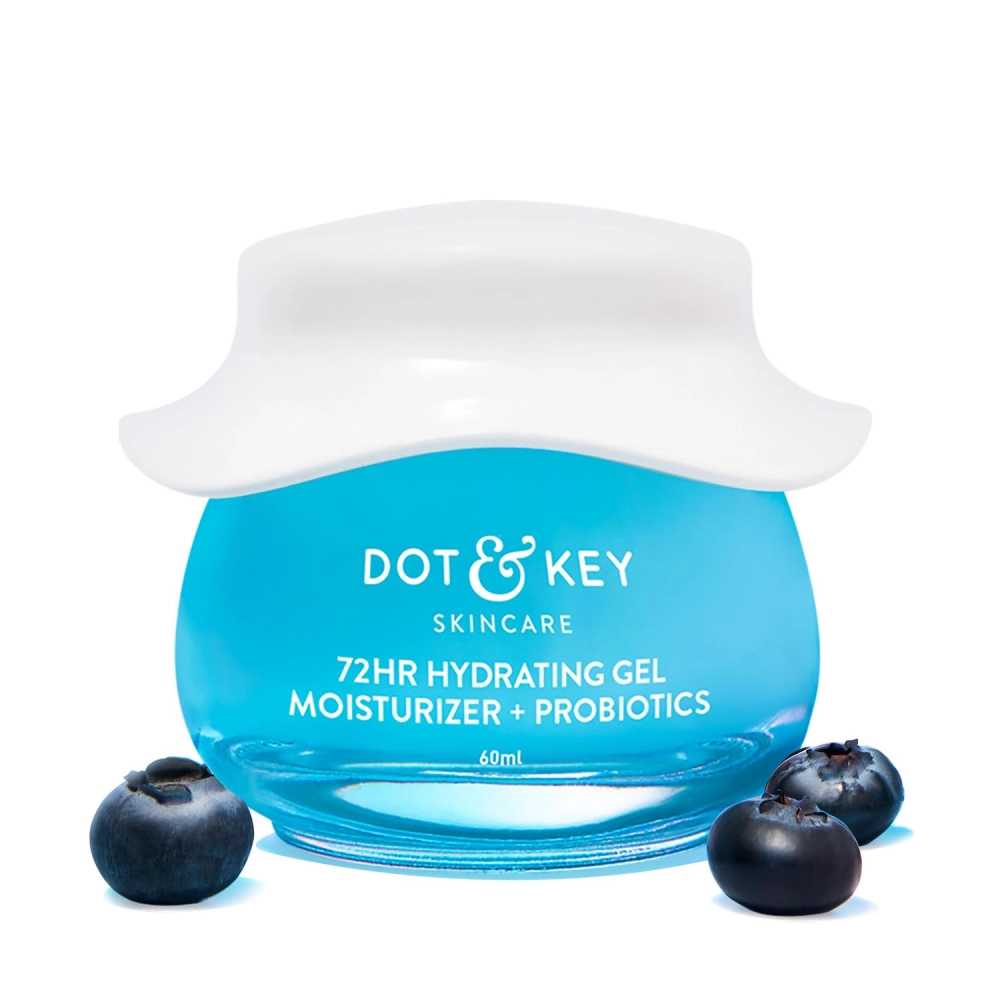 Dot & Key 72Hr Hydrating Gel + Probiotics Moisturizer For Face With Hyaluronic Acid, Kombucha & Rice Water Lightweight Gel Oil Free Moisturizer | For Oily, Dull & Uneven Skin Tone I For All Skin Types | 60Ml