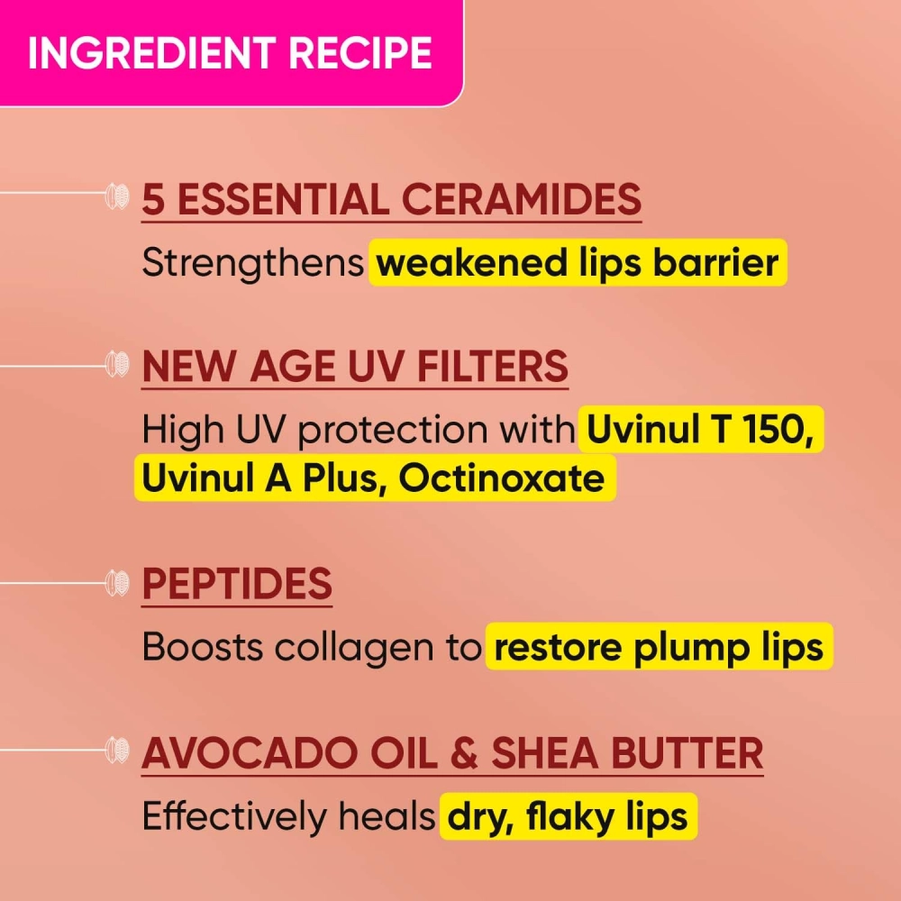 Dot & Key Ceramide & Peptide Barrier Repair Lip Balm SPF 50, PA+++ | Warm Nude | UVA/UVB Lip Protection | Soft Tinted Lip Moisturizer | Boosts Collagen & Instantly Plumps Lip | Prevents Pigmentation| Lip Balm for Women | 10gm