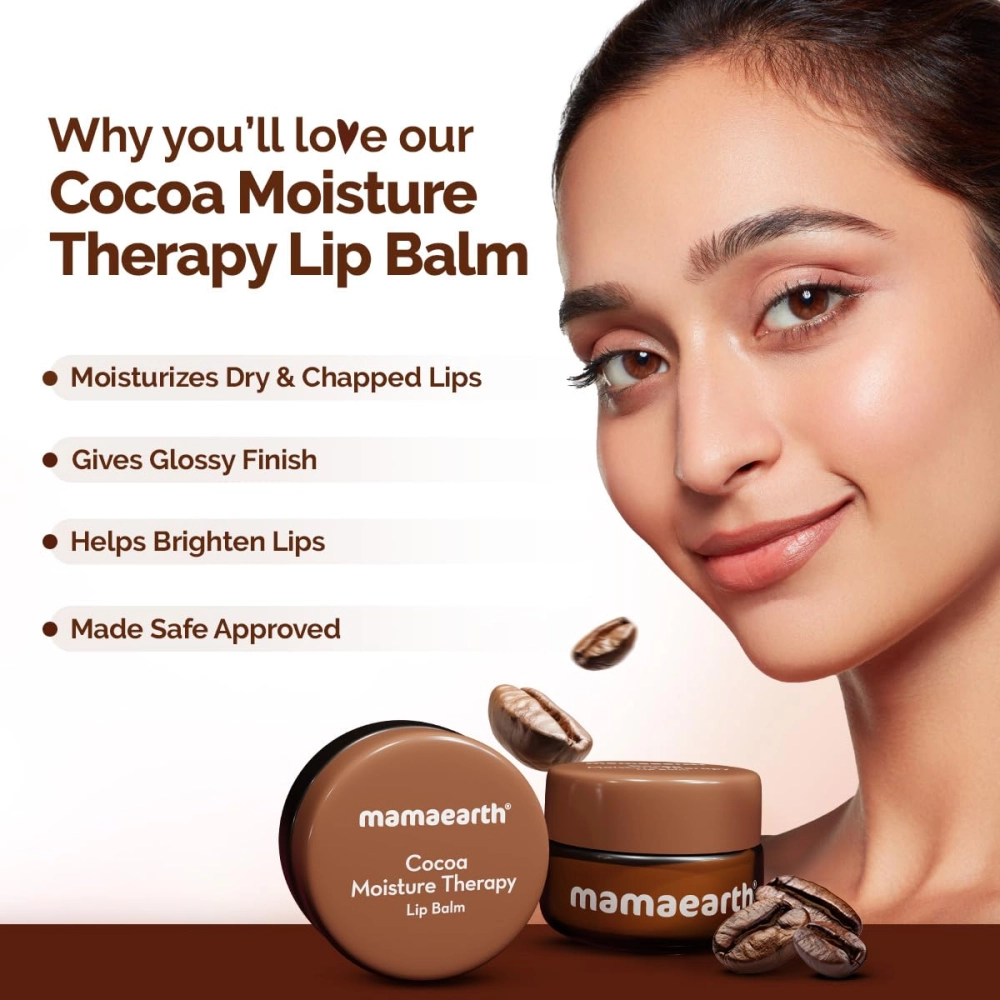 Mamaearth Cocoa Moisture Therapy Lip Balm with Cocoa Butter & Coffee for Dry & Chapped Lips - 15 g