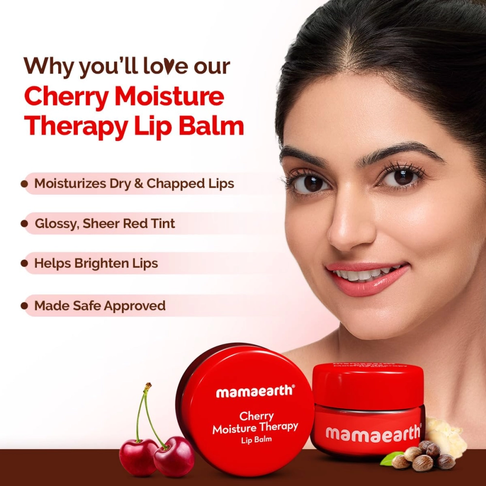 Mamaearth Cherry Moisture Therapy Lip Balm with Cherry & Vitamin E for Dry & Chapped Lips - 15 g