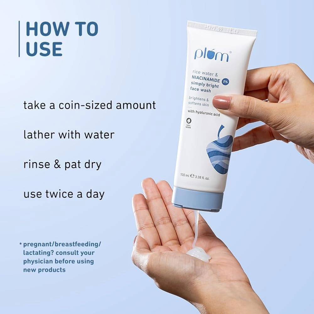 Plum Simply Bright 2% Niacinamide Face Wash With Rice Water 100ml