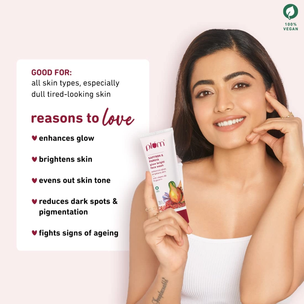 Plum Saffron & Papaya Glow Bright Face Wash 100ml