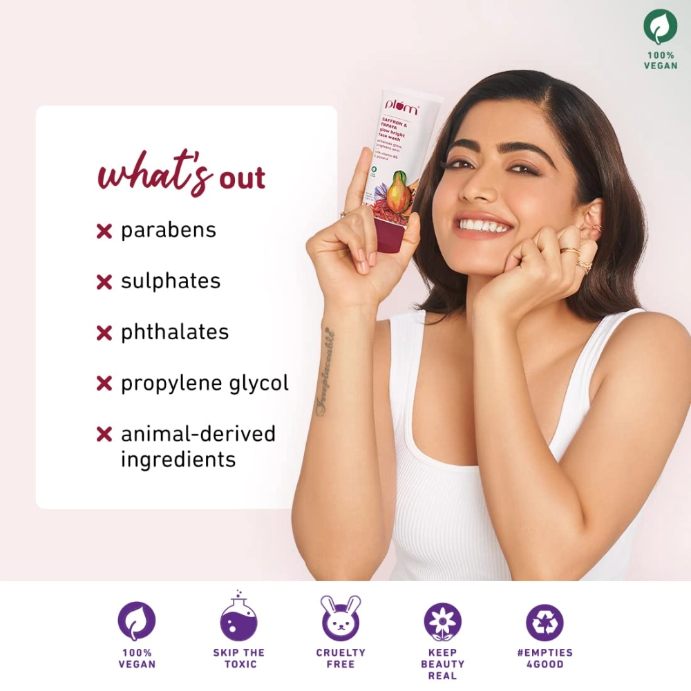 Plum Saffron & Papaya Glow Bright Face Wash 100ml