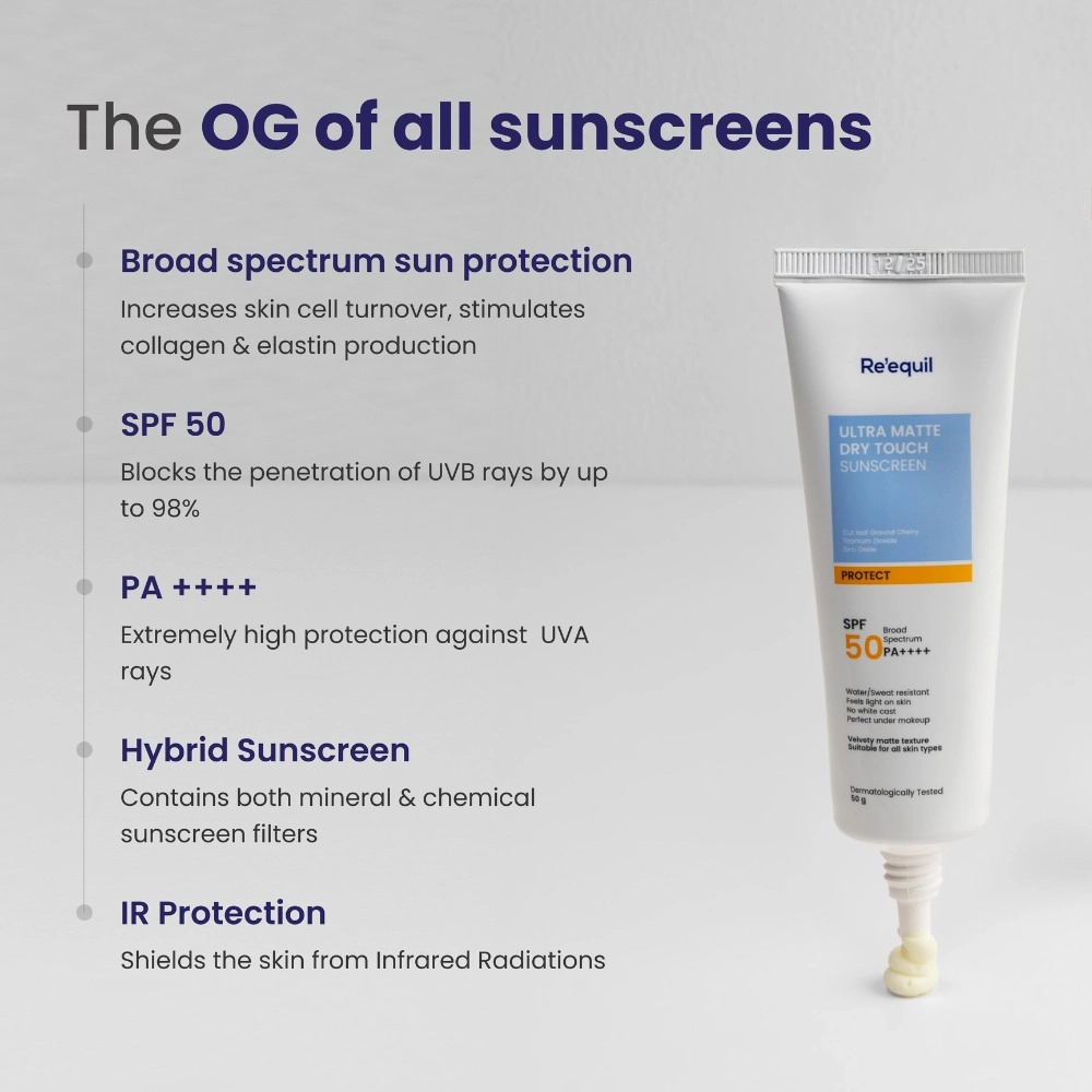 Reequil Ultra Matte Dry Touch Sunscreen Gel SPF 50 PA++++ 50gm