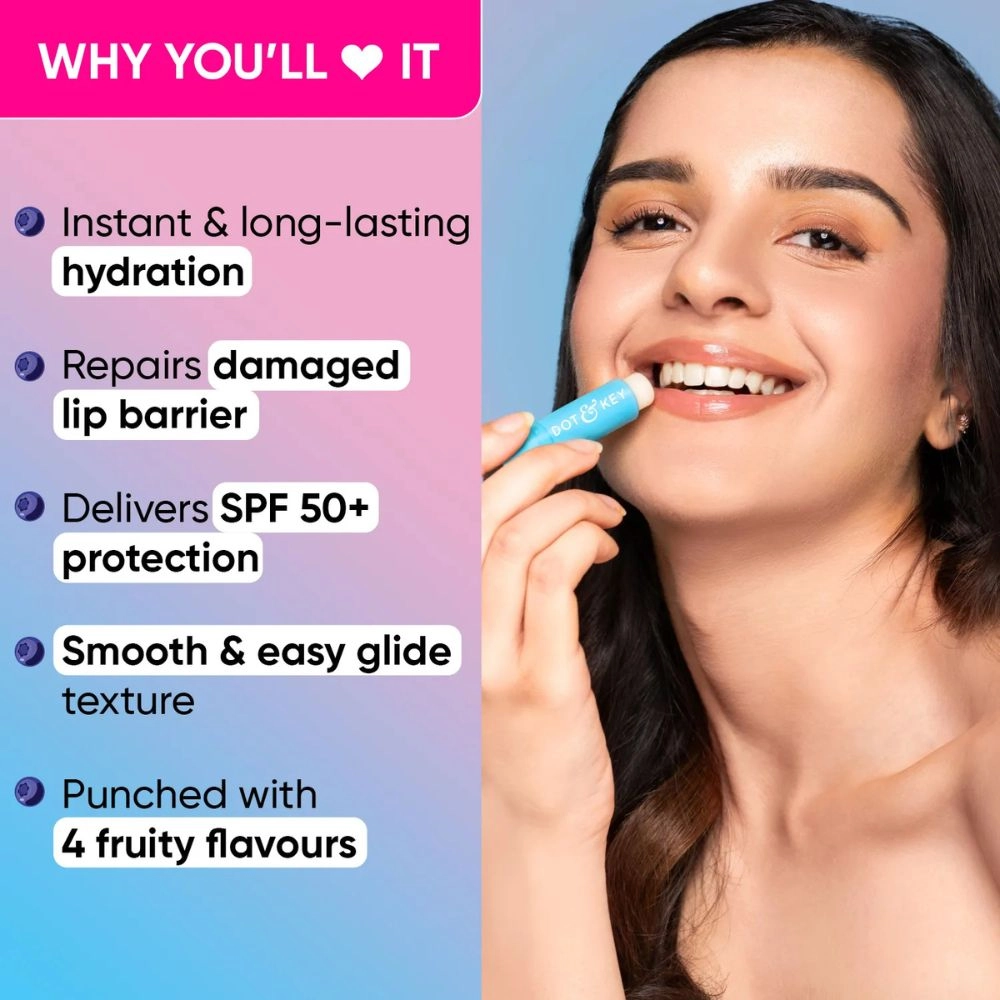 Dot & Key SPF 50+ Barrier Repair Hydrating Lip Balm Blueberry Bliss Non-Tinted 4.5g