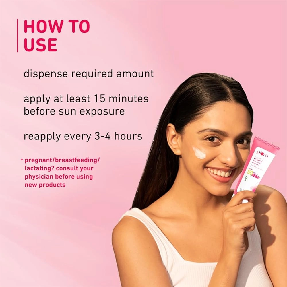 Plum Squalane & Vitamin E Dewy-Bright SPF 50 PA+++ Sunscreen with New UV Filters 50g