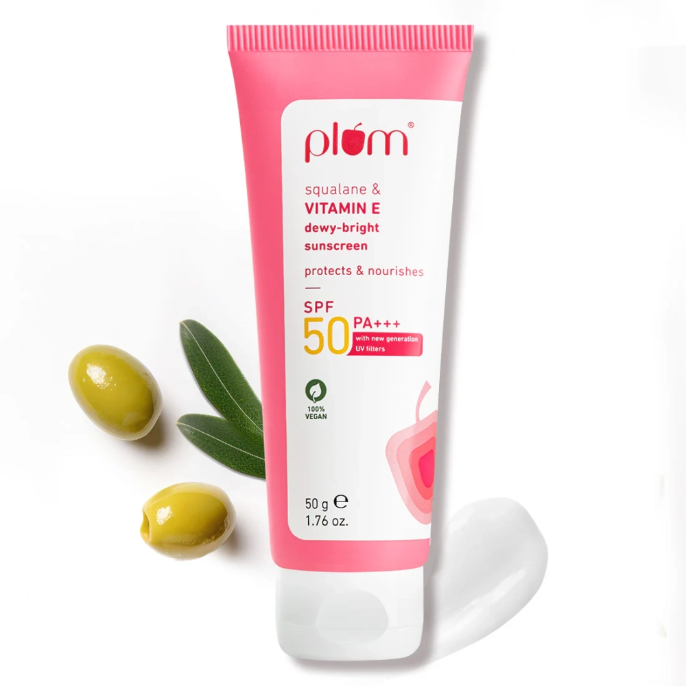 Plum Squalane & Vitamin E Dewy-Bright SPF 50 PA+++ Sunscreen with New UV Filters 50g