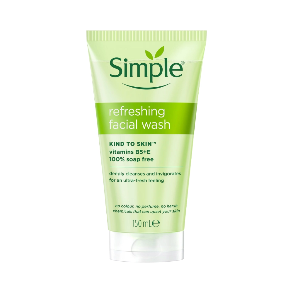 Simple Refreshing Facial Wash Kind to Skin 100% Soap Free 150ml