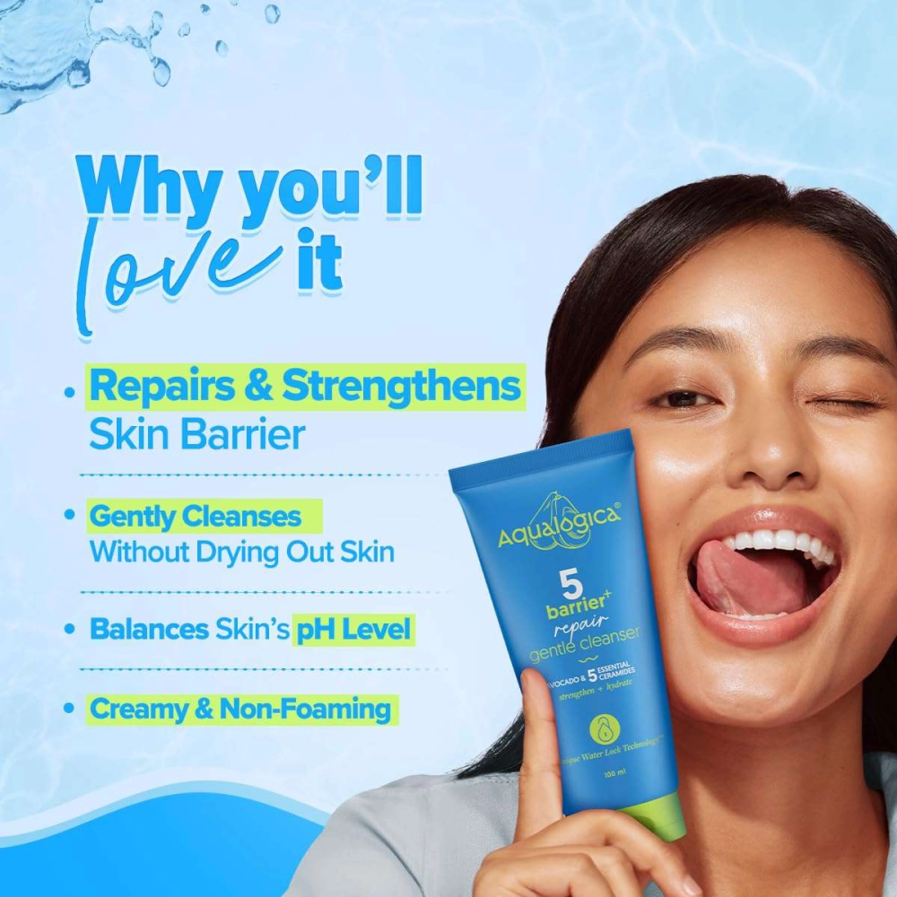 Aqualogica 5 Barrier+ Repair Gentle Face Cleanser with Avocado & 5 Essential Ceramides 100ml