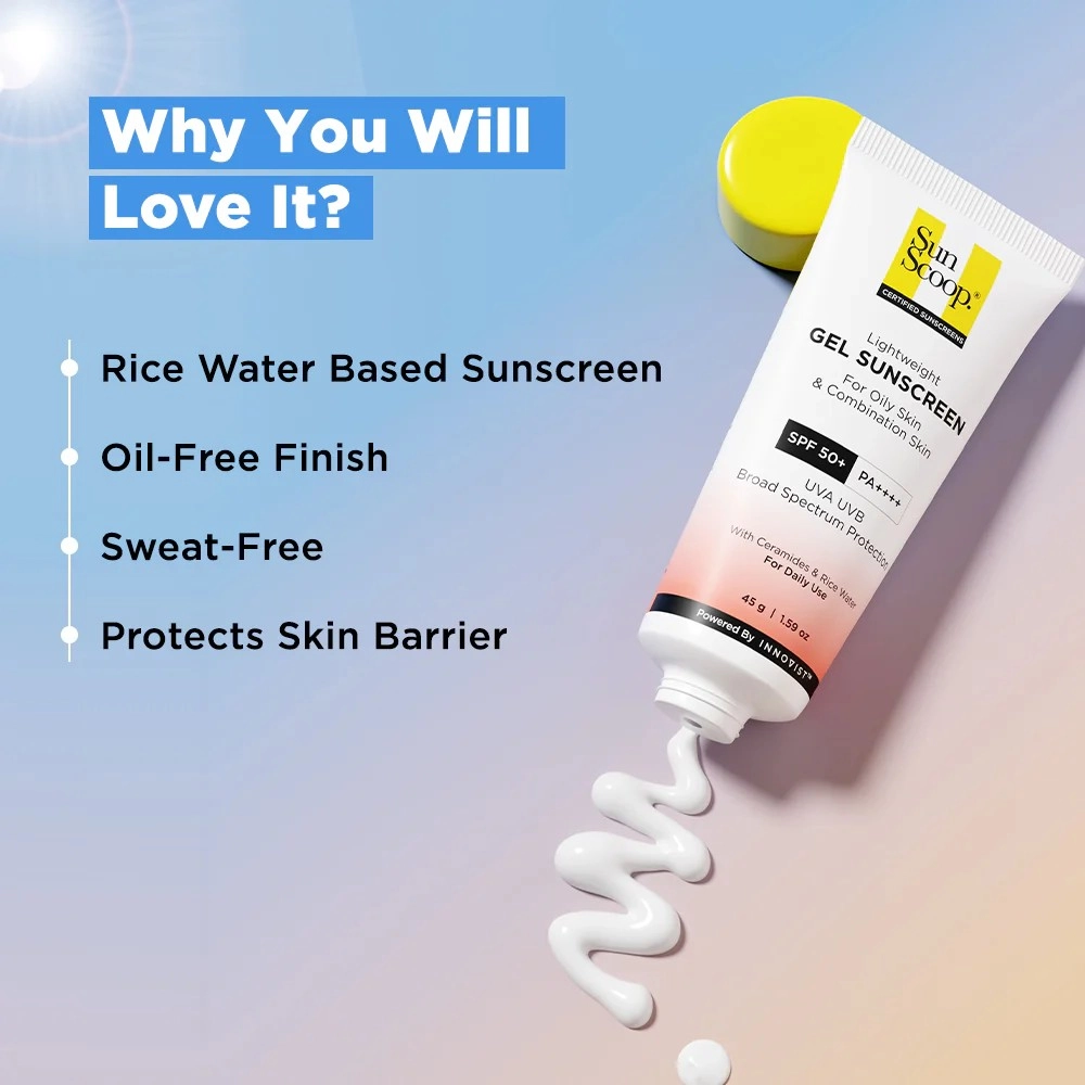 Sunscoop Ceramide & Rice Water Gel Sunscreen For Oily Skin SPF 50+ PA++++ 45gm