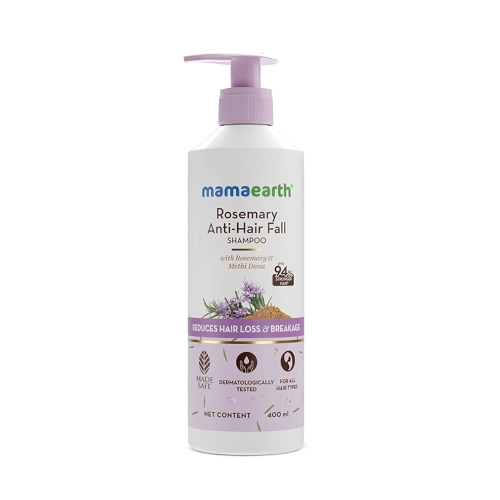 Mamaearth Rosemary Anti Hair Fall Shampoo with Rosemary & Methi Dana for Reducing Hair Loss & Breakage- 400 ml
