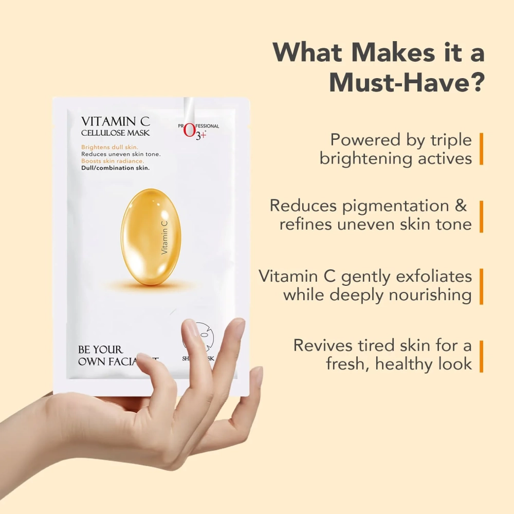 O3+ Facialist Vitamin C Cellulose sheet Mask for pigmentation and uneven skin (30g)