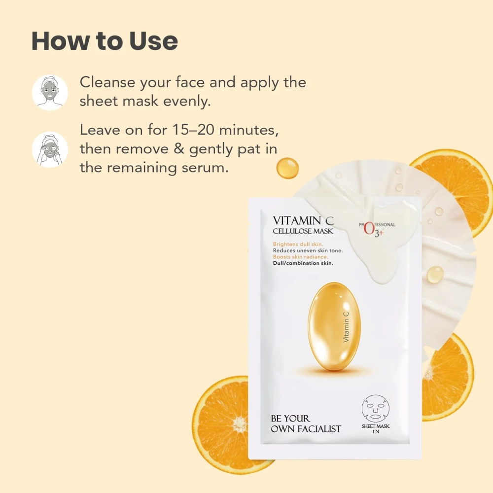 O3+ Facialist Vitamin C Cellulose sheet Mask for pigmentation and uneven skin (30g)