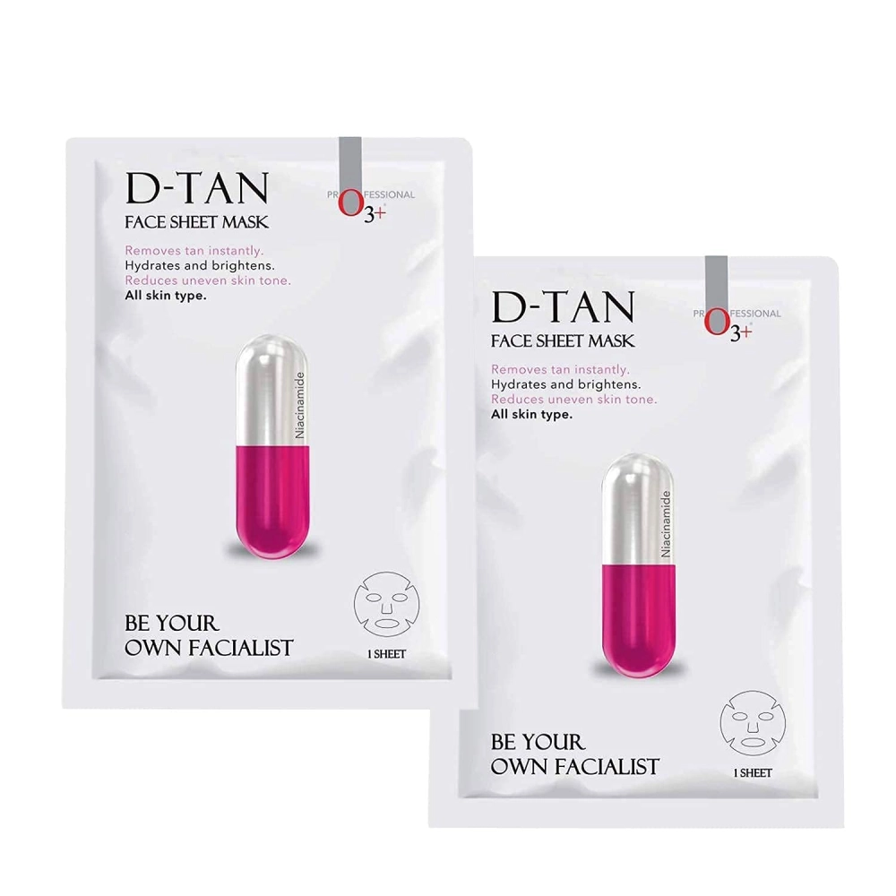 O3+ Facialist Dtan Face Sheet Mask With Niacinamide reduced dark spots, acne scars, and discoloration while giving ultimate brightening (30g)