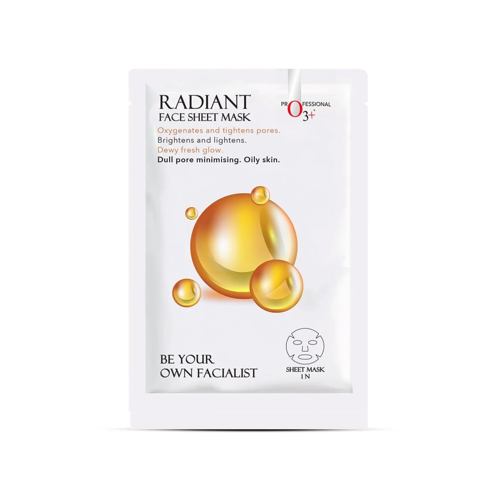 O3+ Facialist Radiant Face Sheet Mask for Oxygenates and tightens pores